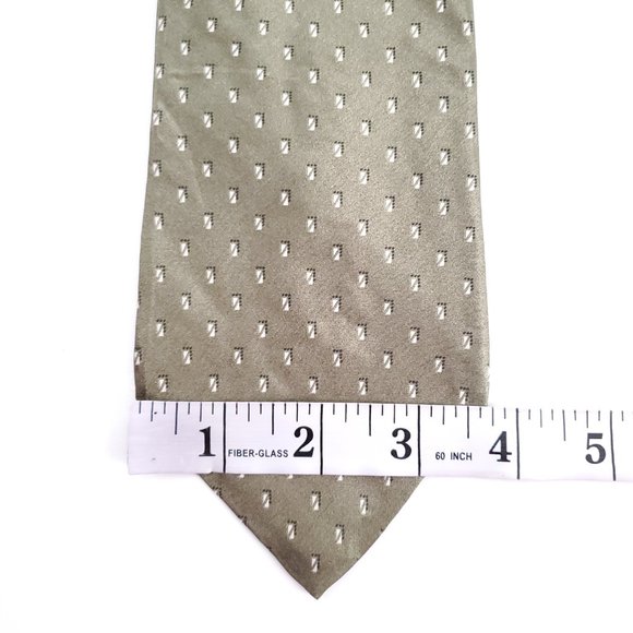 Savile Row Men 100% Silk Tie Geometric Green 59x4 - NWOT - made in USA - Picture 5 of 6